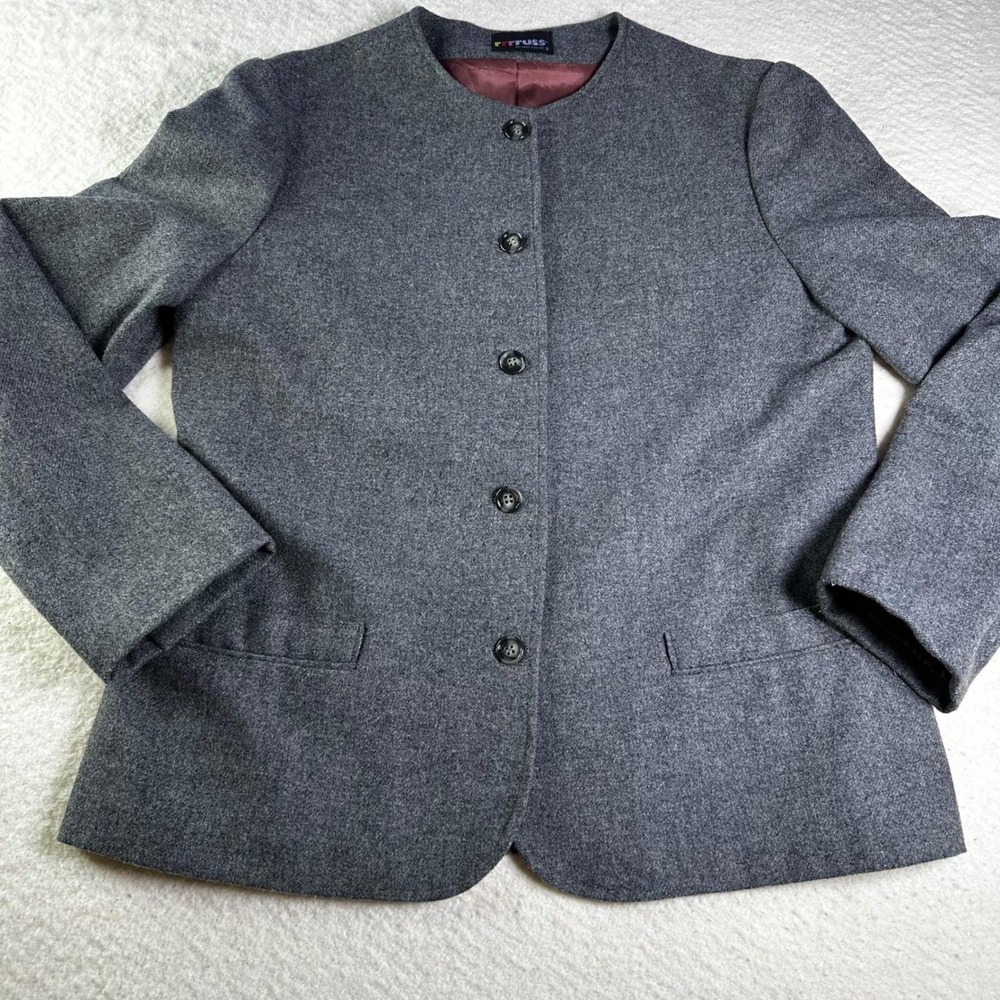 VTG RRRRuss Russ Togs INC Gray Button Front Career Wool Blazer Jacket Union - Picture 7 of 10